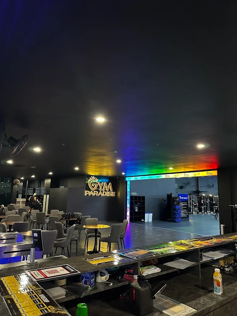 Reception entrance with rainbow LED lighting