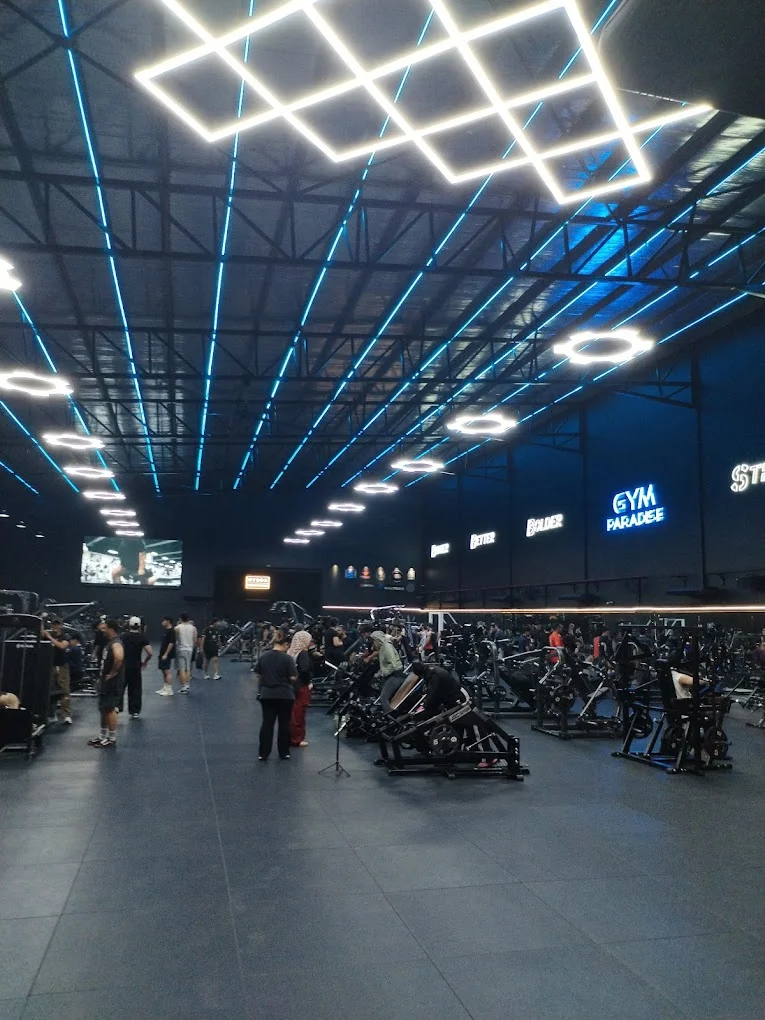 Wide shot with grid LED ceiling lights